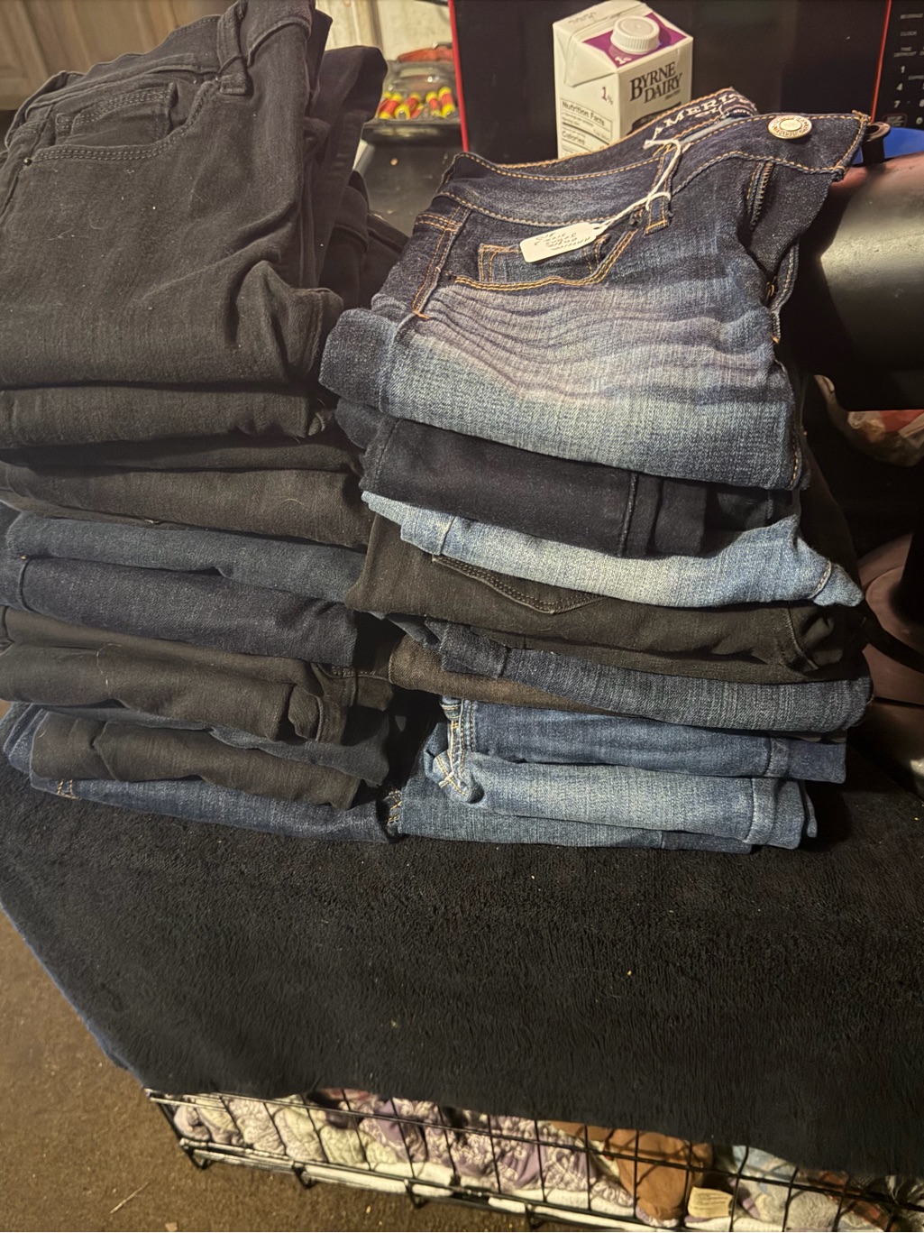 American Eagle Outfitters Blue And Black Denim Jeans Stack